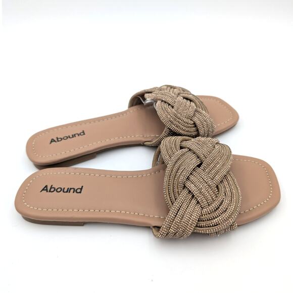 Abound Imani Flat Sandals Rhinestone Slip-On Women's Tan Mocha Size US7.5 - Picture 4 of 10